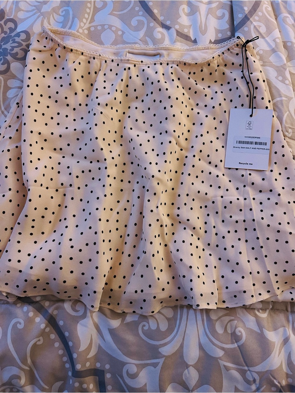 Reformation Cream Polka Dot A-Line Skirt